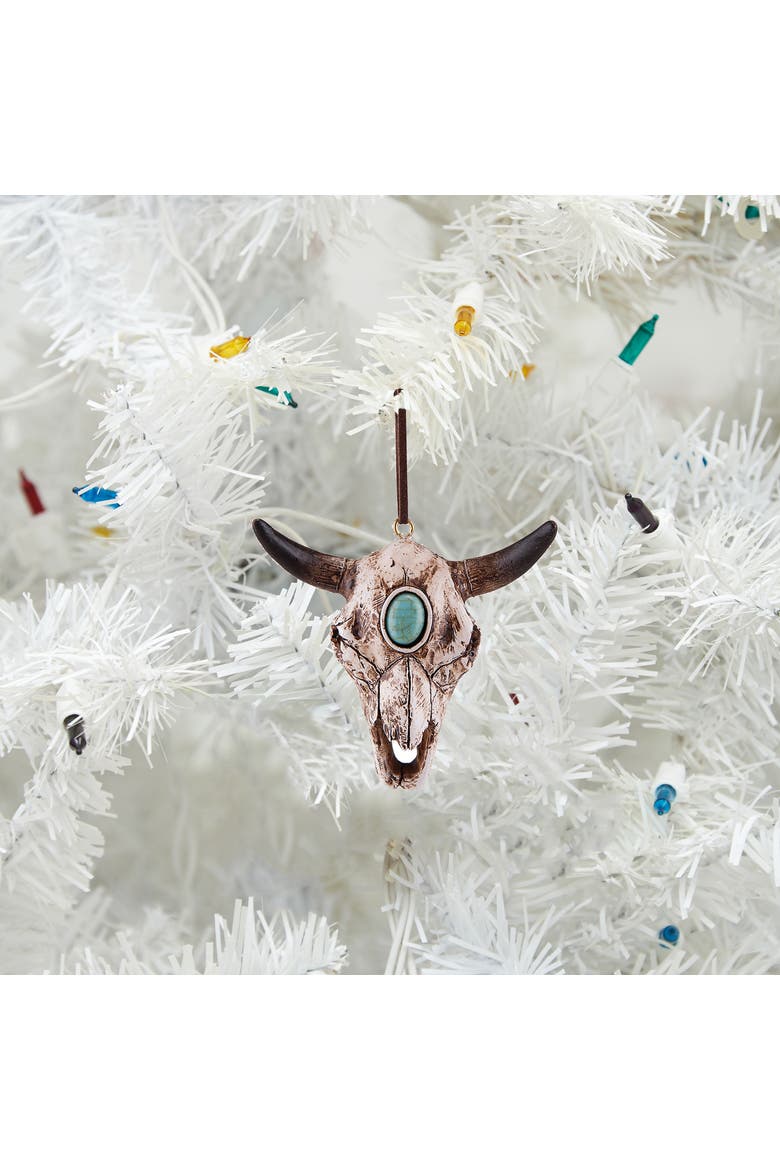 Steer Cow Cattle Skull Decorative Ornament, Alternate, color, White