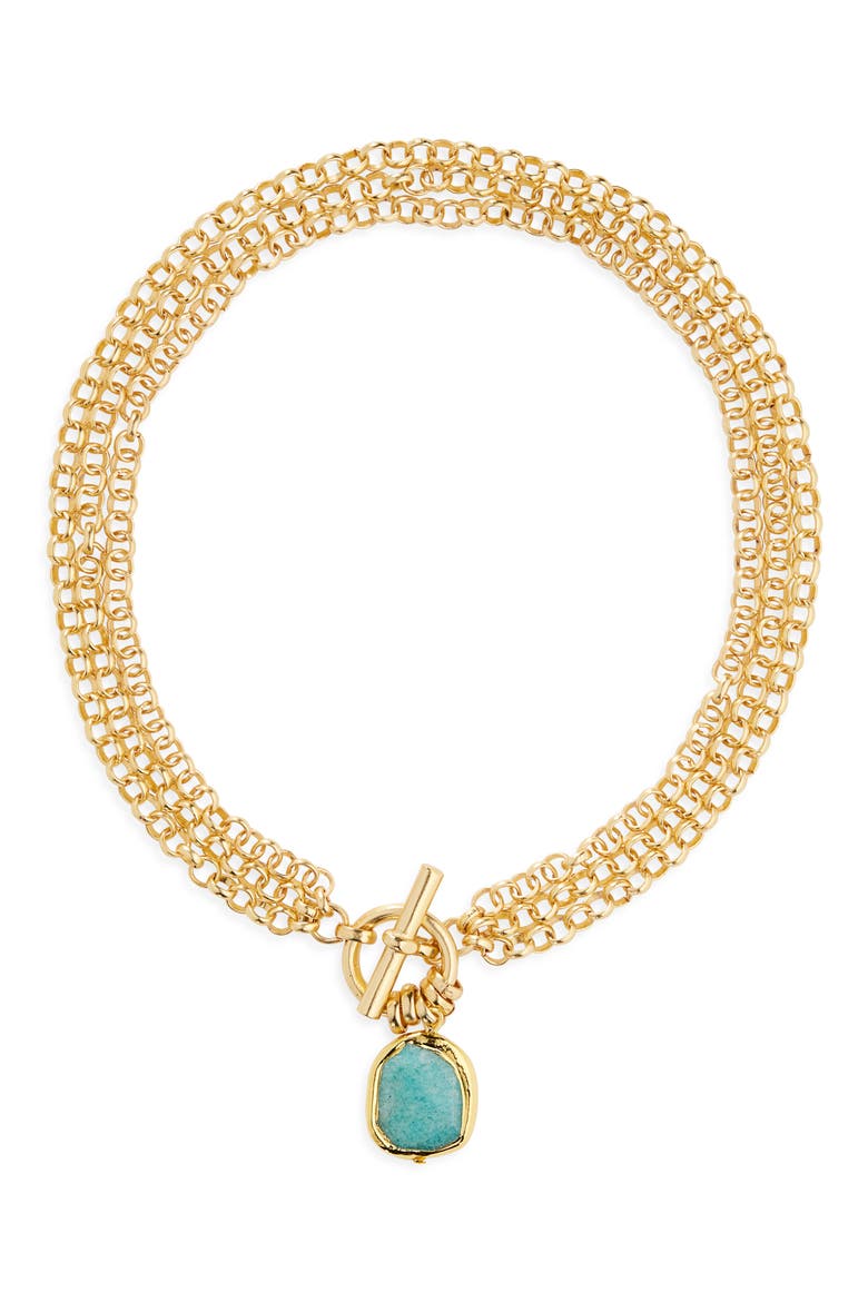 Amazonite Pendant Necklace, Main, color, GOLD