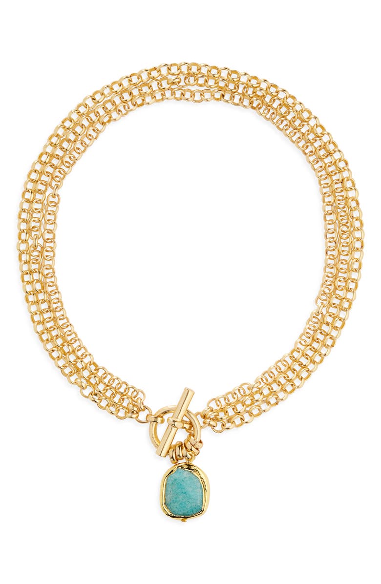 Karine Sultan Amazonite Pendant Necklace, Main, color, Gold
