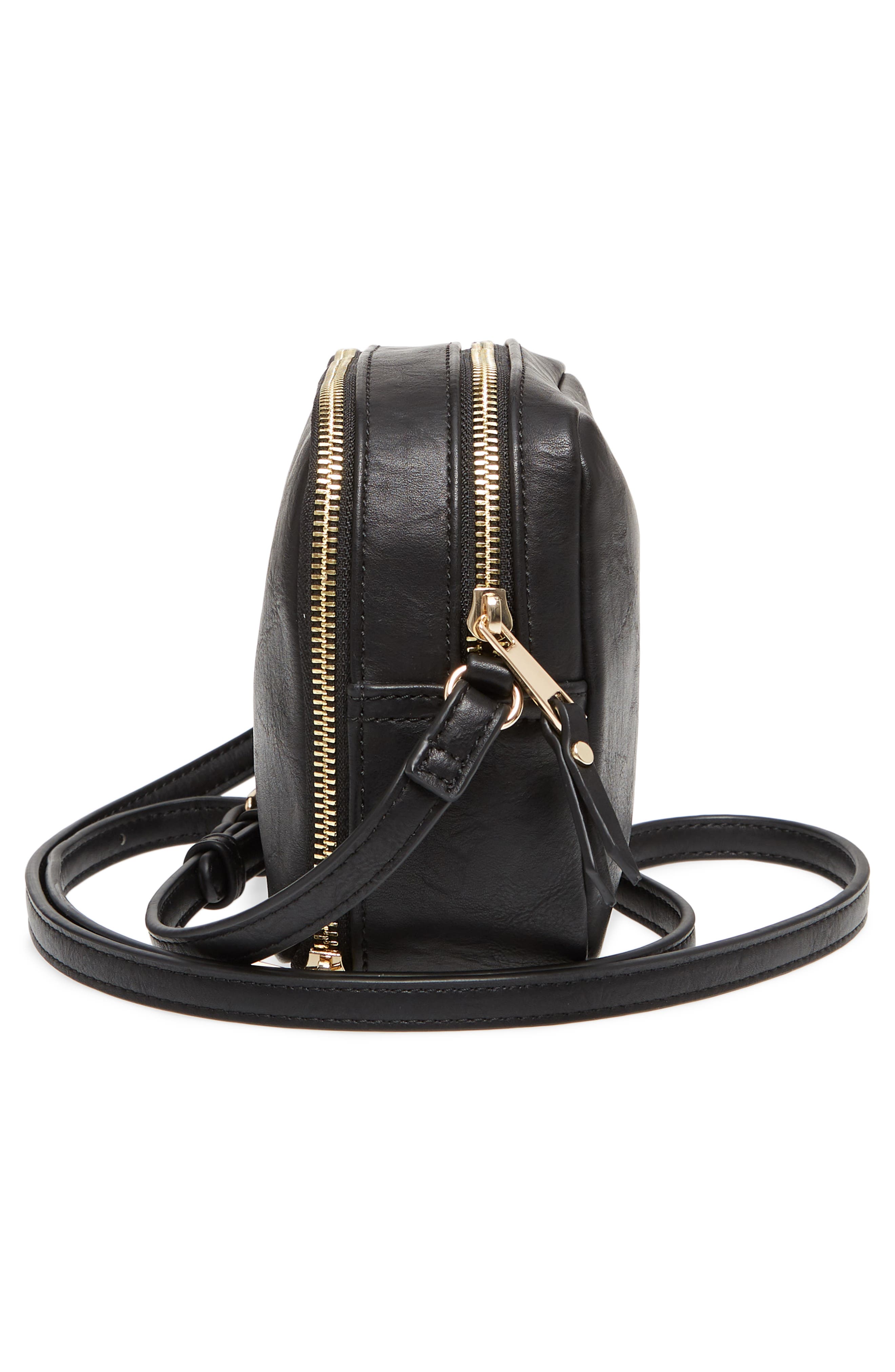 Faux Leather Crossbody Bag, Alternate, color, BLACK