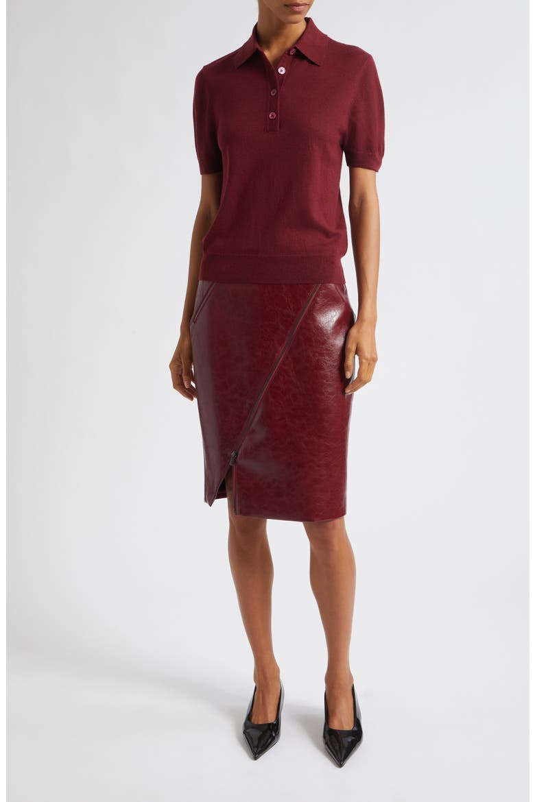 Verena Zip Front Faux Leather Skirt, Alternate, color, OXBLOOD