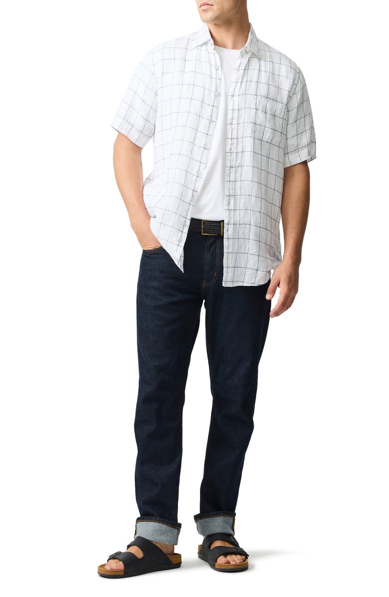 Rodd & Gunn Avonden Check Short Sleeve Linen Button-Up Shirt, Alternate, color, Ivory