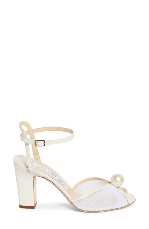 Jimmy Choo Sacora 85 Tulle & Leather Sandal In Ivory/white