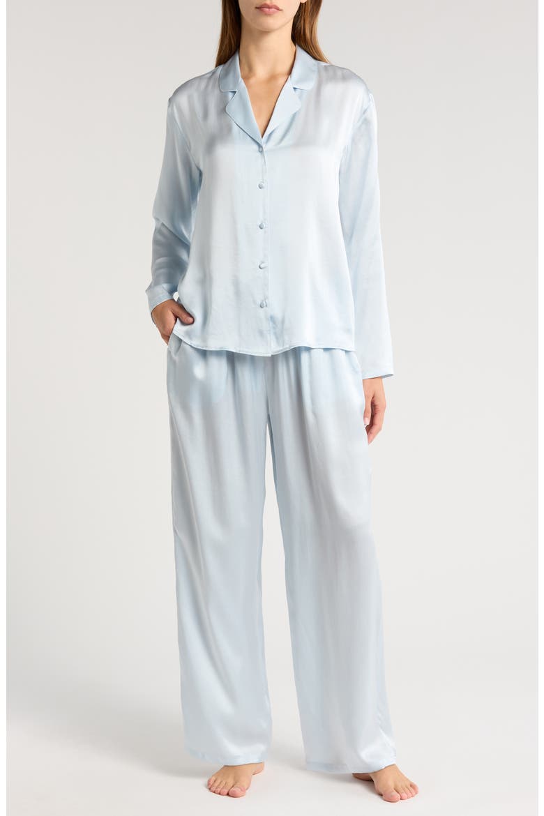 Washable Matte Silk Pajamas, Main, color, BLUE DRIFT