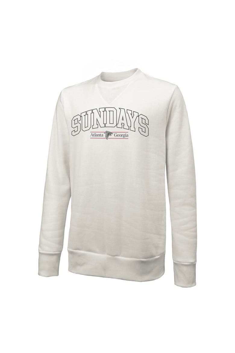 Unisex Majestic Threads  White Atlanta Falcons Sundays Block Letter Crewneck Pullover Sweatshirt, Alternate, color, White