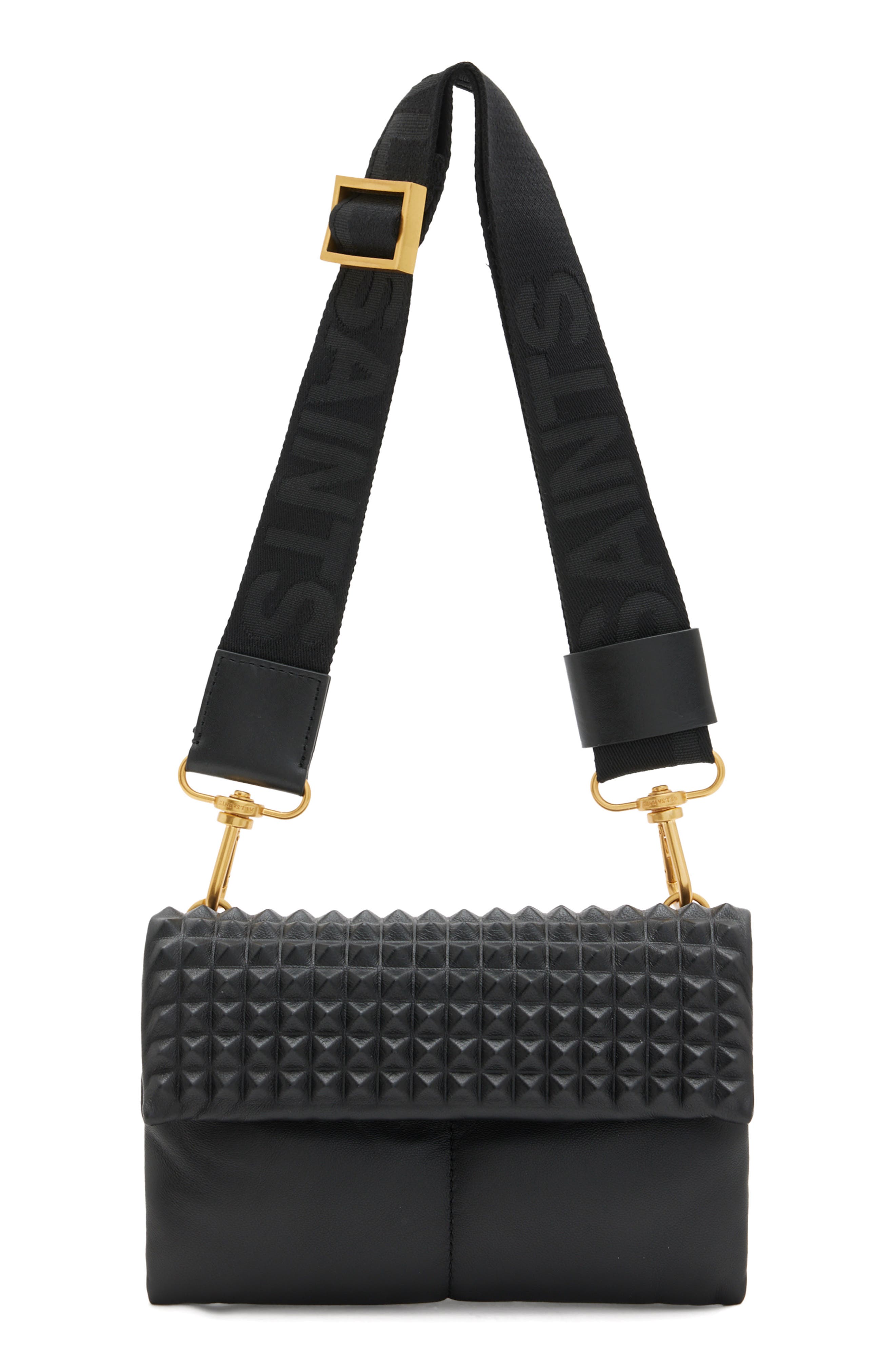 AllSaints Ezra Stud Leather Crossbody Bag, Main, color, 