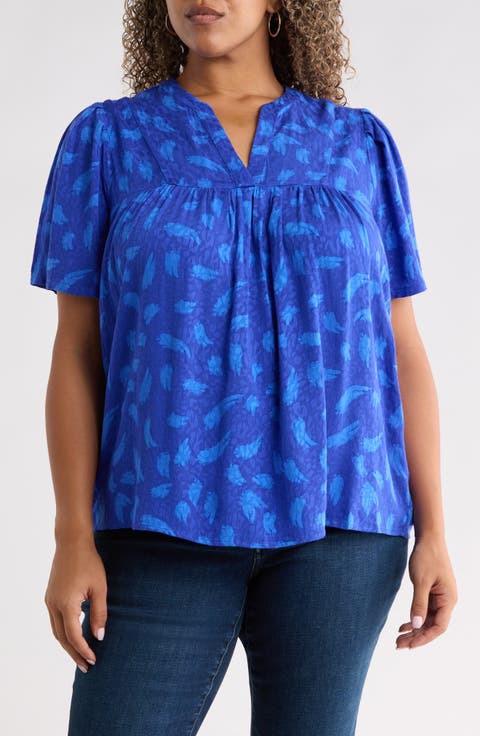 Darya Strokes Ferma Split Neck Top