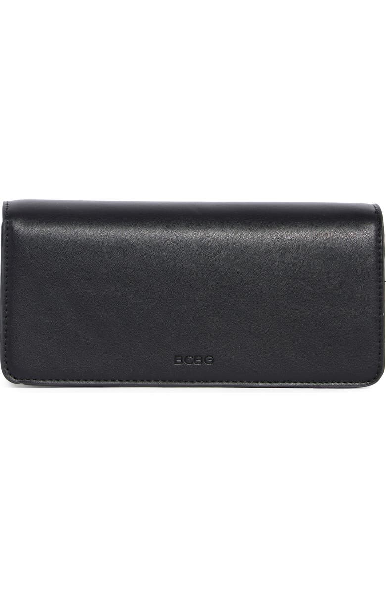 BCBG Bar Hardware Faux Leather Clutch, Alternate, color, Black