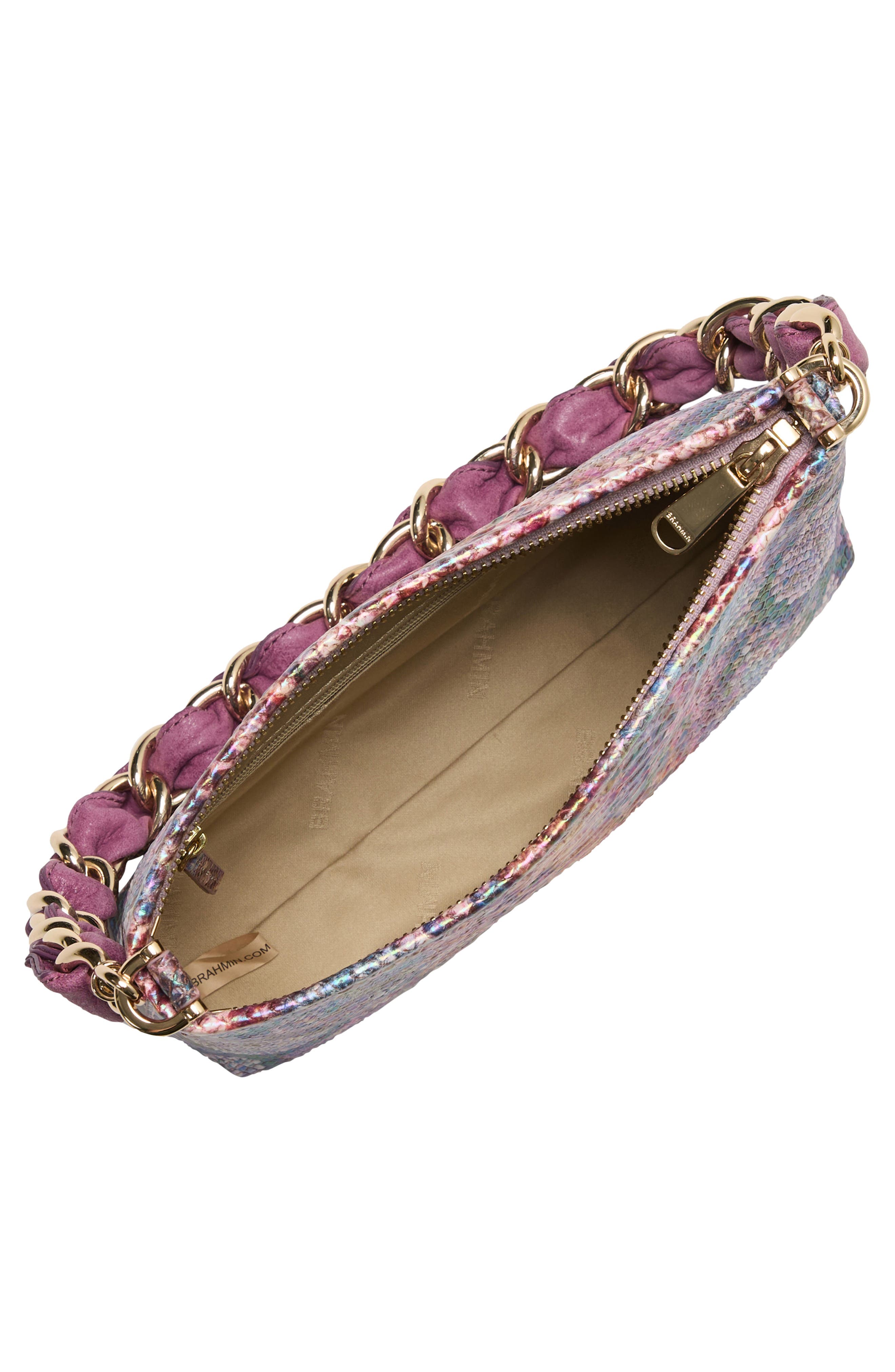 Brahmin Mod Lorelei Croc Embossed Leather Shoulder Bag, Alternate, color, Dewberry