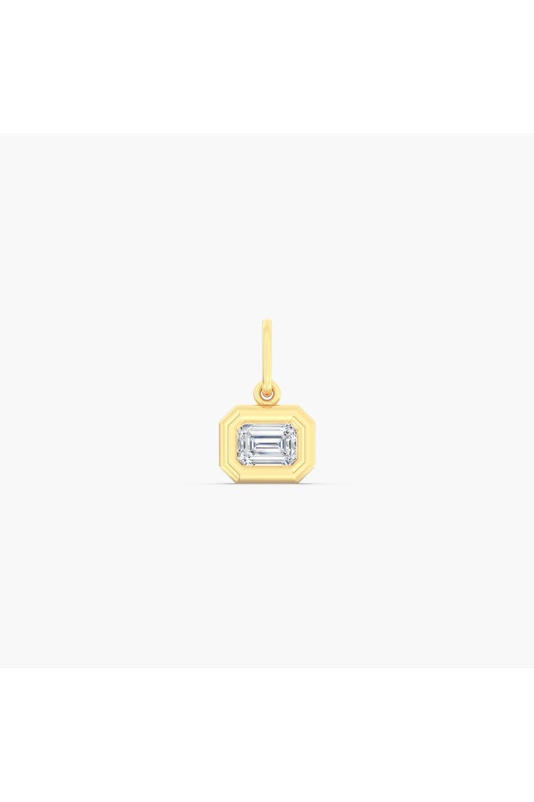 East West Emerald Domed Lab Diamond Charm in 14K, Main, color, Yellow Gold