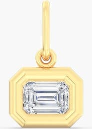 Everlee East West Emerald Domed Lab Diamond Charm in 14K