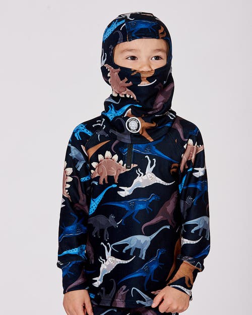 Deux Par Deux Brushed Jersey Balaclava Dinosaur In Multi