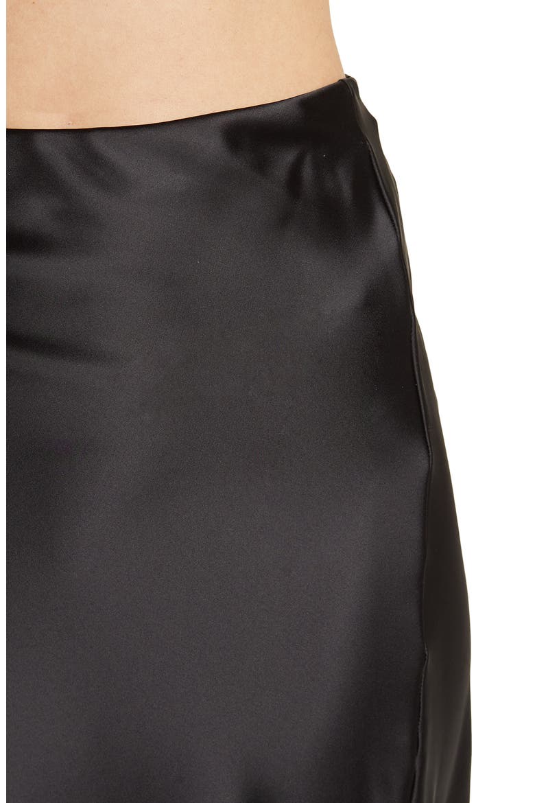 Satin Slit Midi Skirt, Alternate, color, BLACK