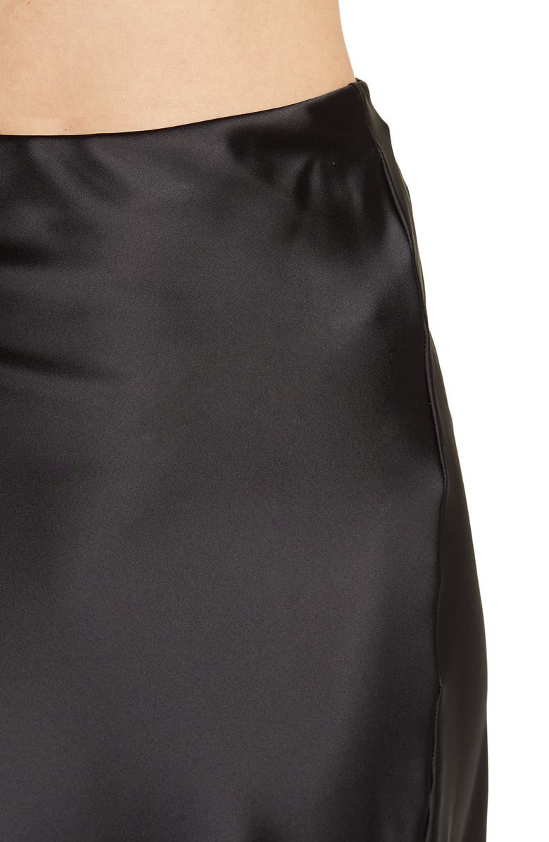 Renee C Satin Slit Midi Skirt, Alternate, color, Black