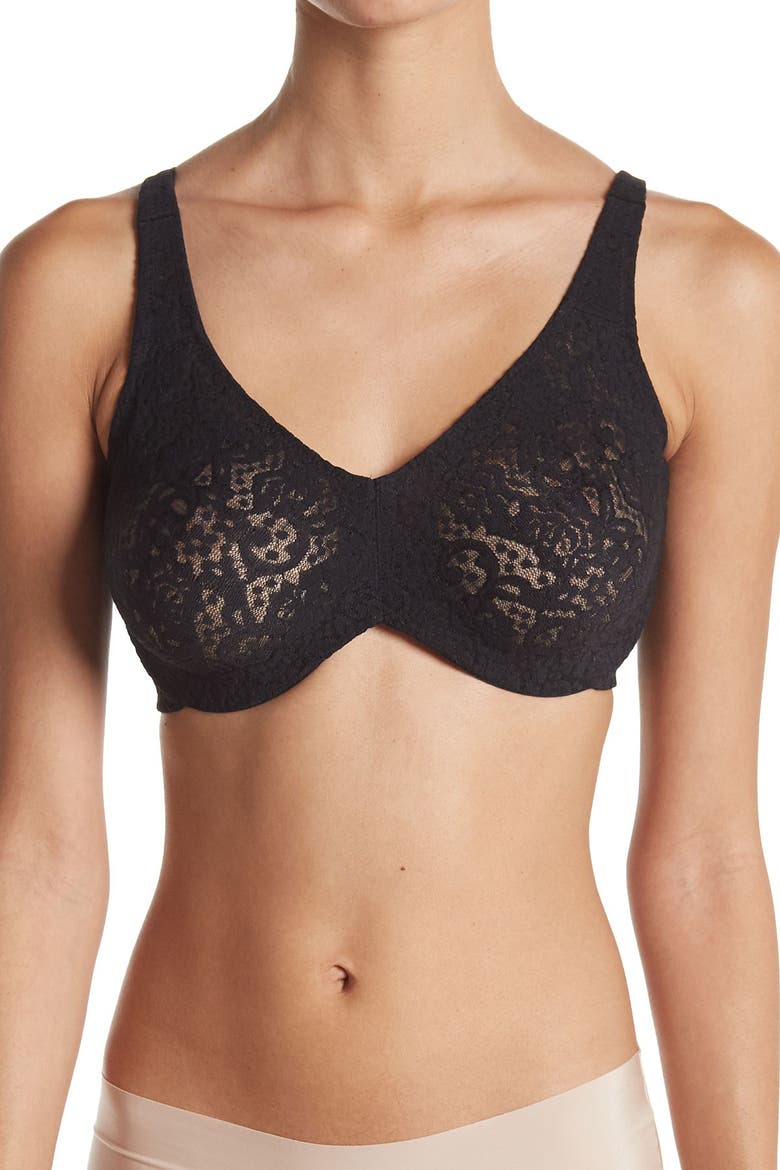 Halo Lace Full Figure Underwire Bra, Main, color, BLACK