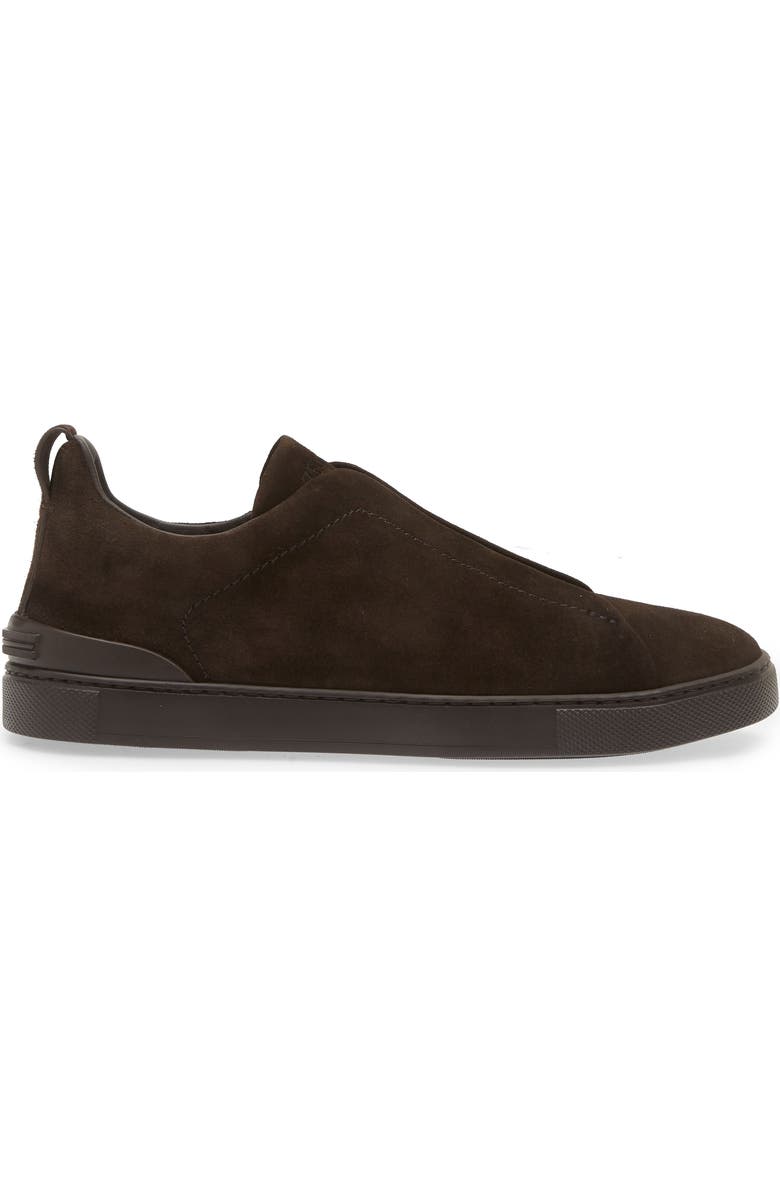ZEGNA Triple Stitch Suede Slip-On Sneaker, Alternate, color, Brown