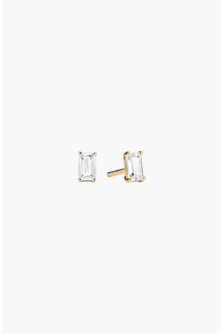 Lab Grown Sapphire Emerald Cut Stud Earrings, Main, color, Gold