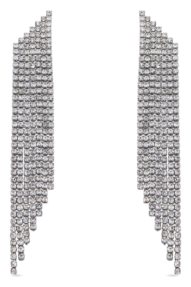 Camille Crystal Fringe Drop Earrings, Alternate, color, SILVER