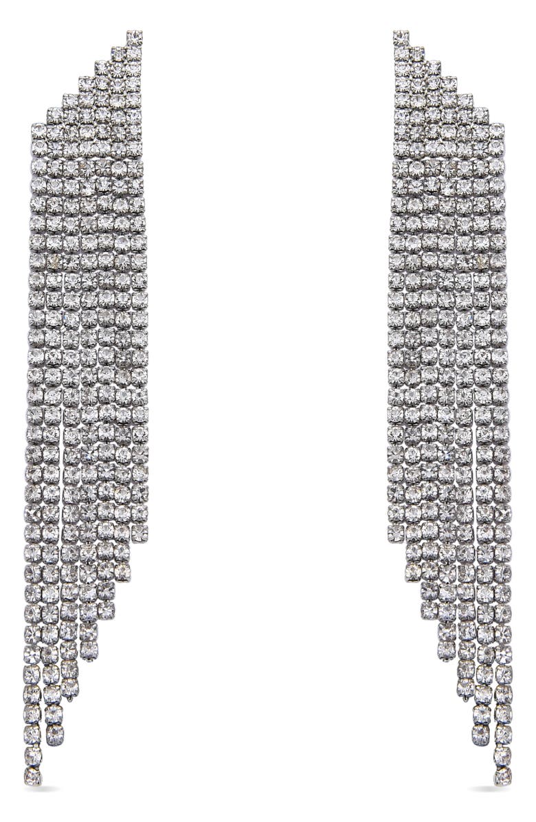 EYE CANDY LOS ANGELES Camille Crystal Fringe Drop Earrings, Alternate, color, Silver