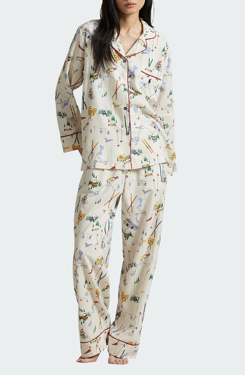 Polo Ralph Lauren Madison Print Cotton Pajamas, Main, color, Travel Ski Prnt