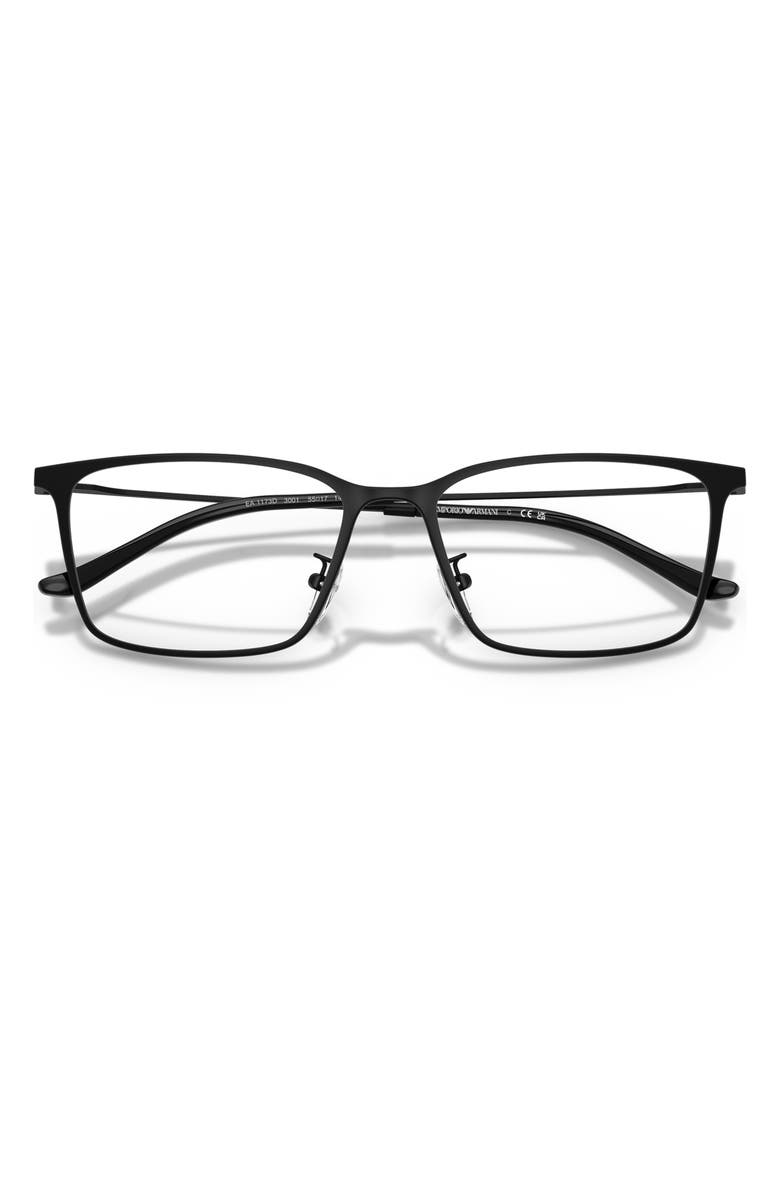 Emporio Armani 55mm Pillow Optical Glasses, Alternate, color, Matte Black / Demo Lens