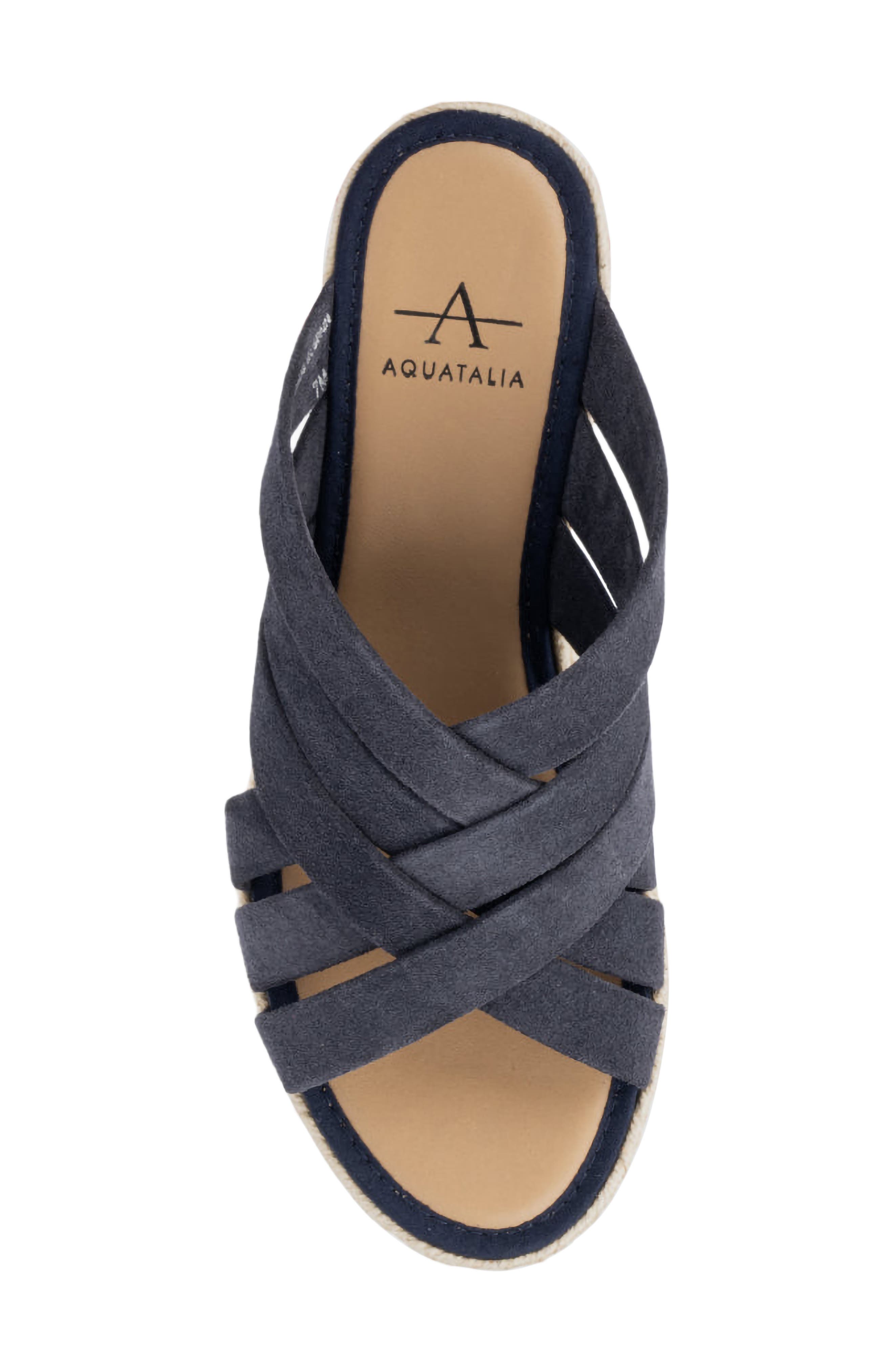 Aquatalia Aura Weatherproof Wedge Sandal, Alternate, color, Navy
