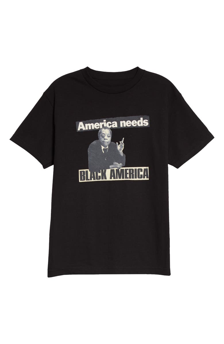 Adeshola Makinde Black America Cotton Graphic Tee, Alternate, color,
