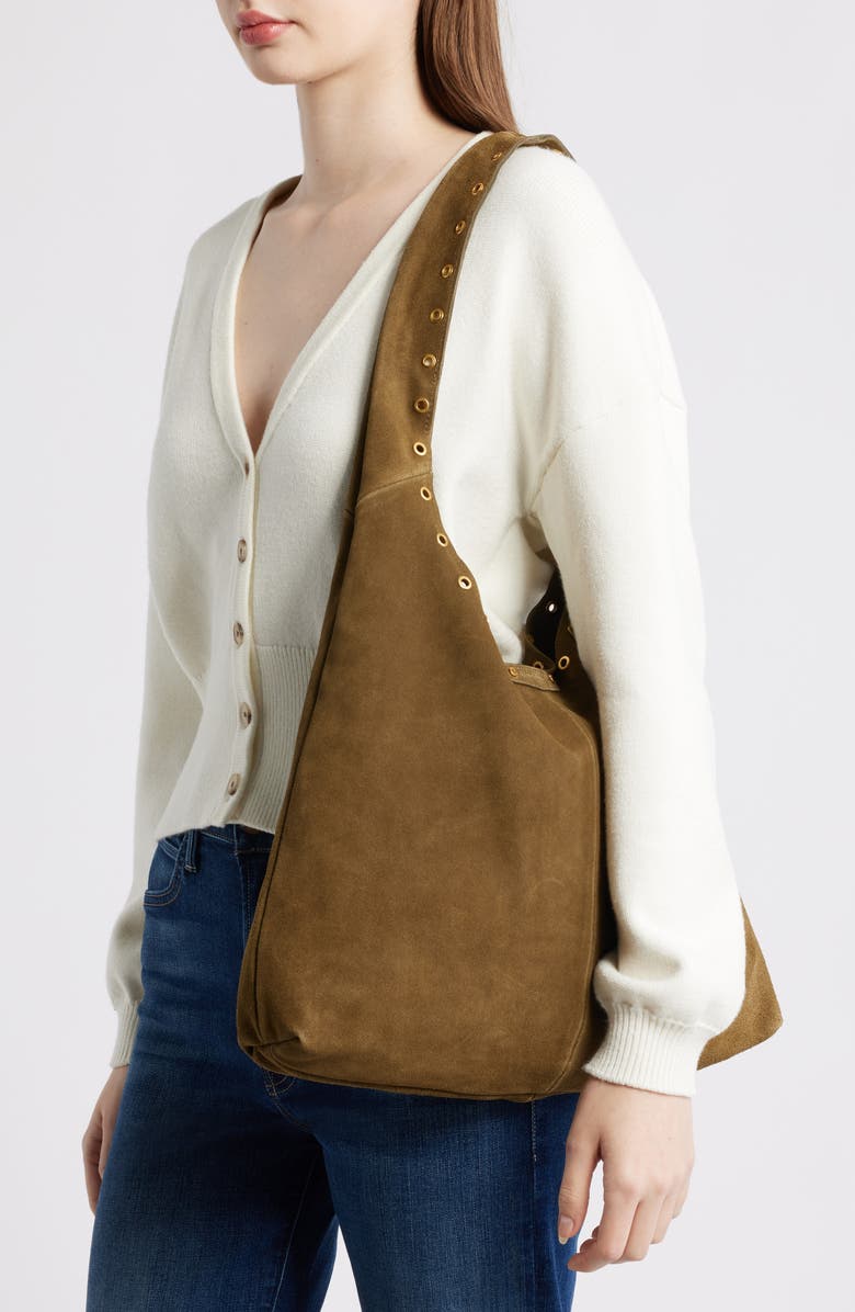 Rebecca Minkoff Industry Suede Slouchy Hobo Bag, Alternate, color, Jungle