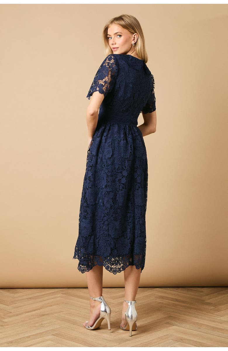 Oasis Occasion Lace Collared Midi Dress, Alternate, color, Navy
