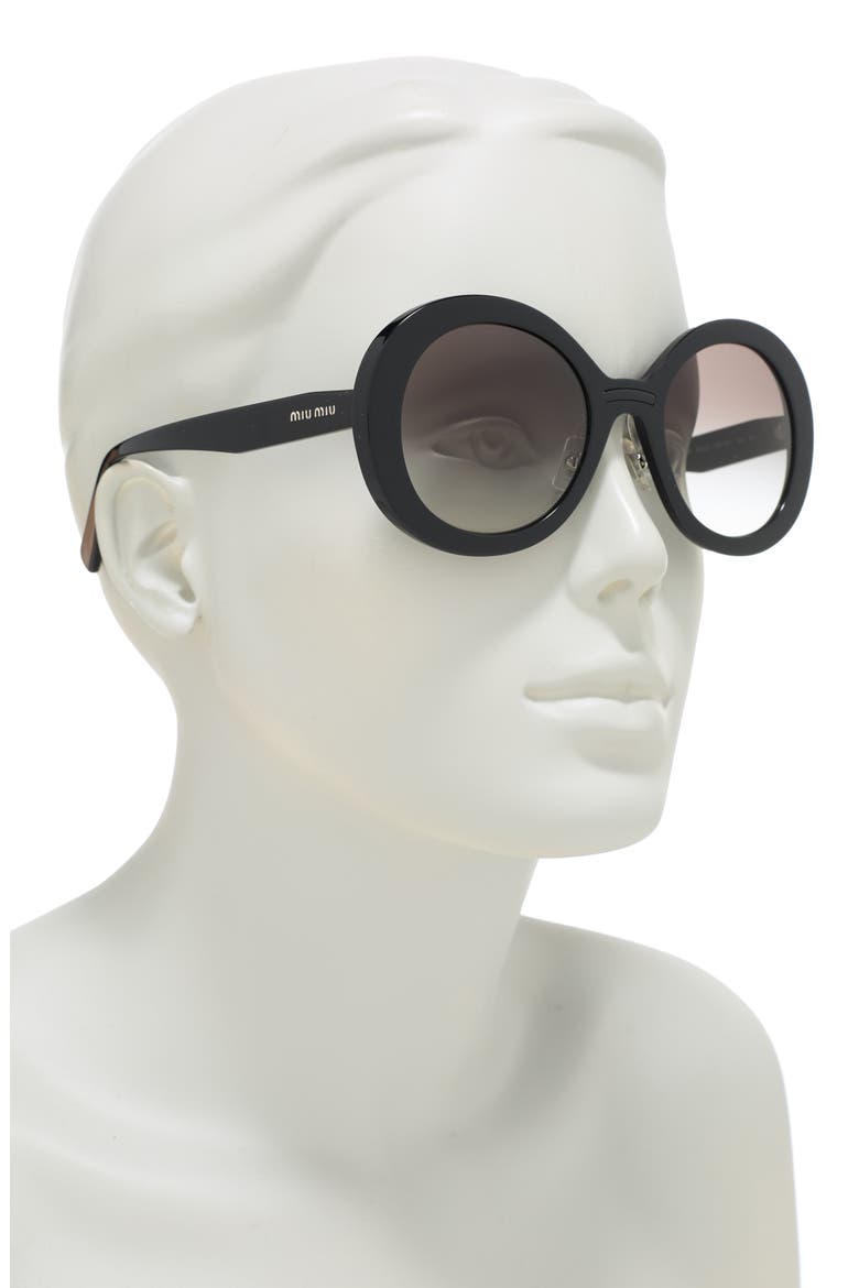 53mm Round Sunglasses, Alternate, color, BLACK