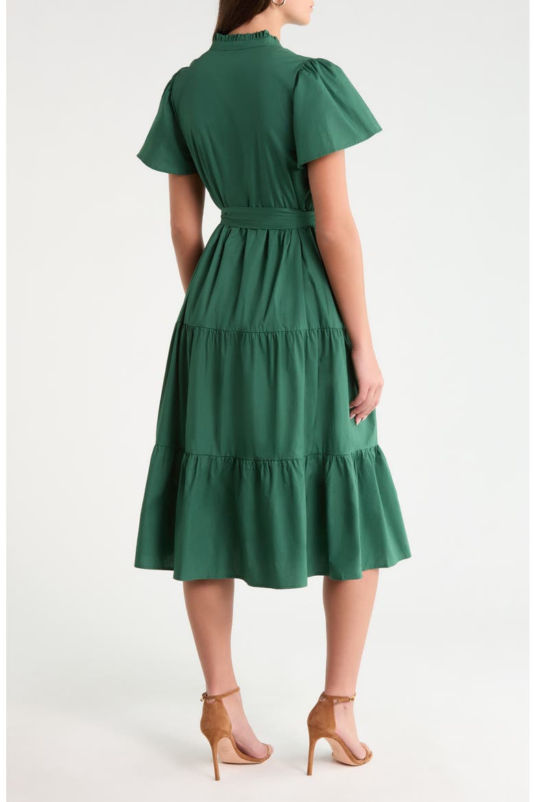 Bellucci Cotton Poplin Tiered Dress, Alternate, color, EMERALD