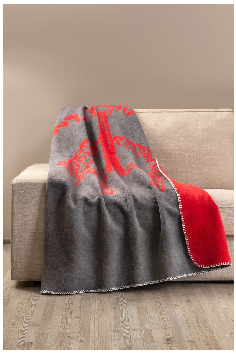 Logo Double Faced Throw Blanket, Alternate, color, RED