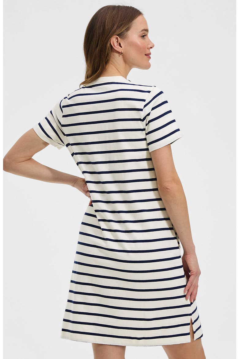 Cotton Jersey Crew Neck T Shirt Dress, Alternate, color, Ivory/Deep Sea Spaced Stripe