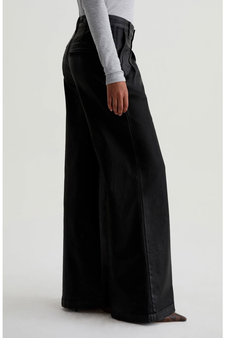 Dorine Coated High Waist Wide Leg Jeans, Alternate, color, LTT LT SUPER BLACK