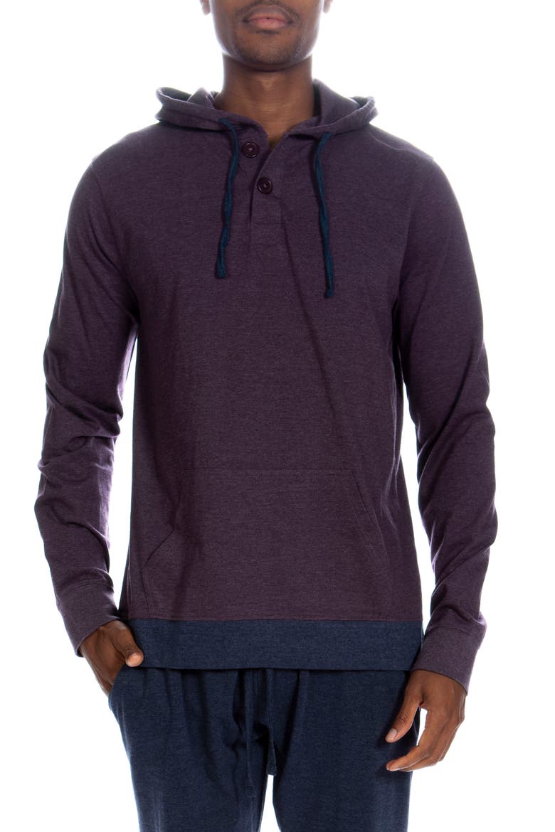 Sleep Henley Hoodie, Main, color, HEATHER PURPLE