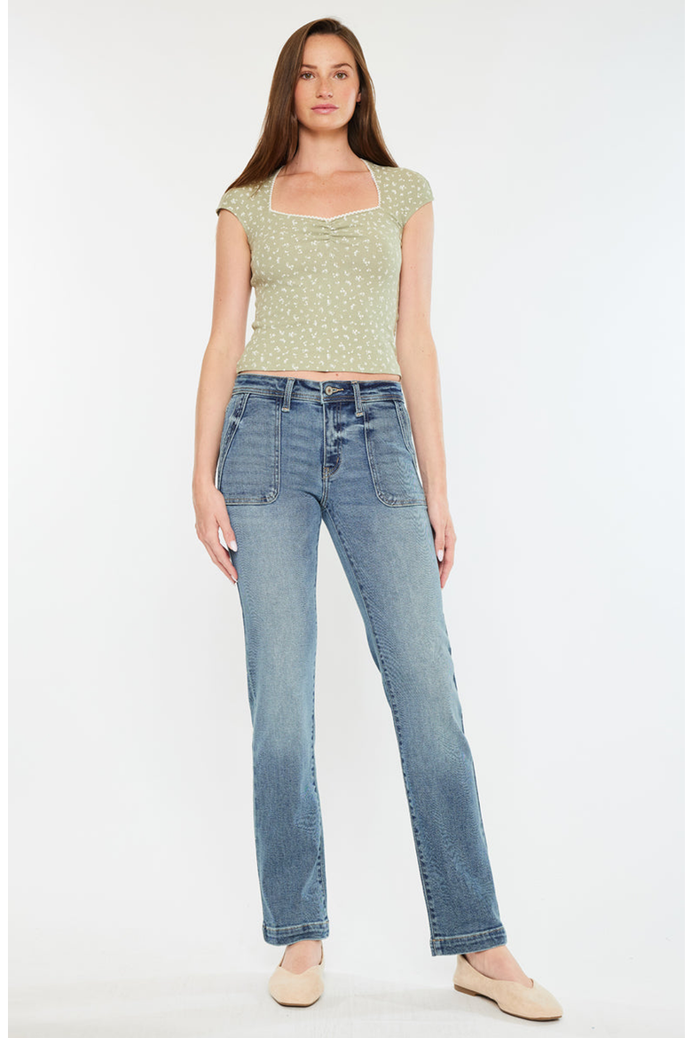 Rachelle Mid Rise Slim Straight Jeans, Alternate, color, Medium Wash
