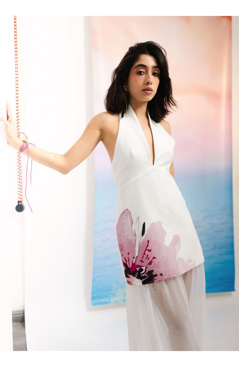 San Malo Lisa Halter Dress, Alternate, color, White
