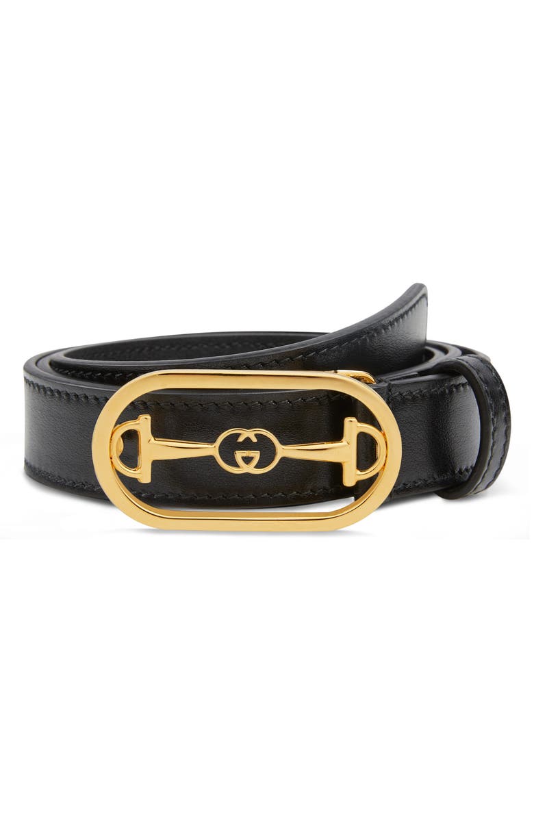 Gucci Plutone Interlocking-G Horsebit Leather Belt, Main, color, 