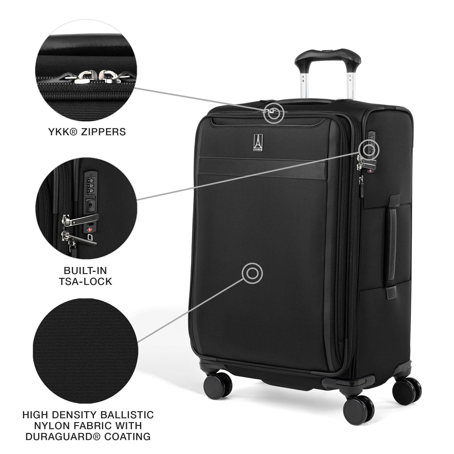 TRAVELPRO Versapack + Lightweight Softside Expandable 25" Medium Check In Spinner Luggage, Alternate, color, Black