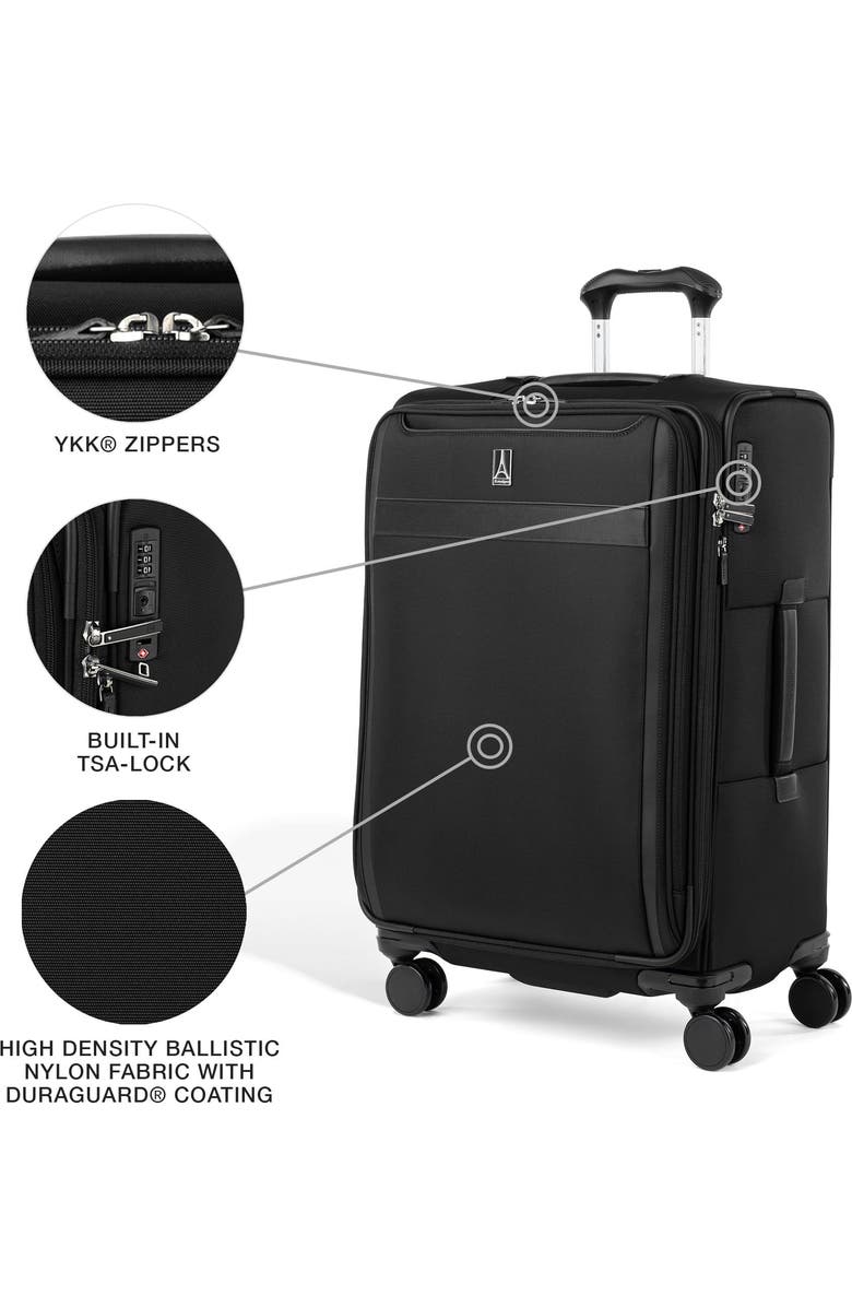 TRAVELPRO Versapack + Lightweight Softside Expandable 25" Medium Check In Spinner Luggage, Alternate, color, Black