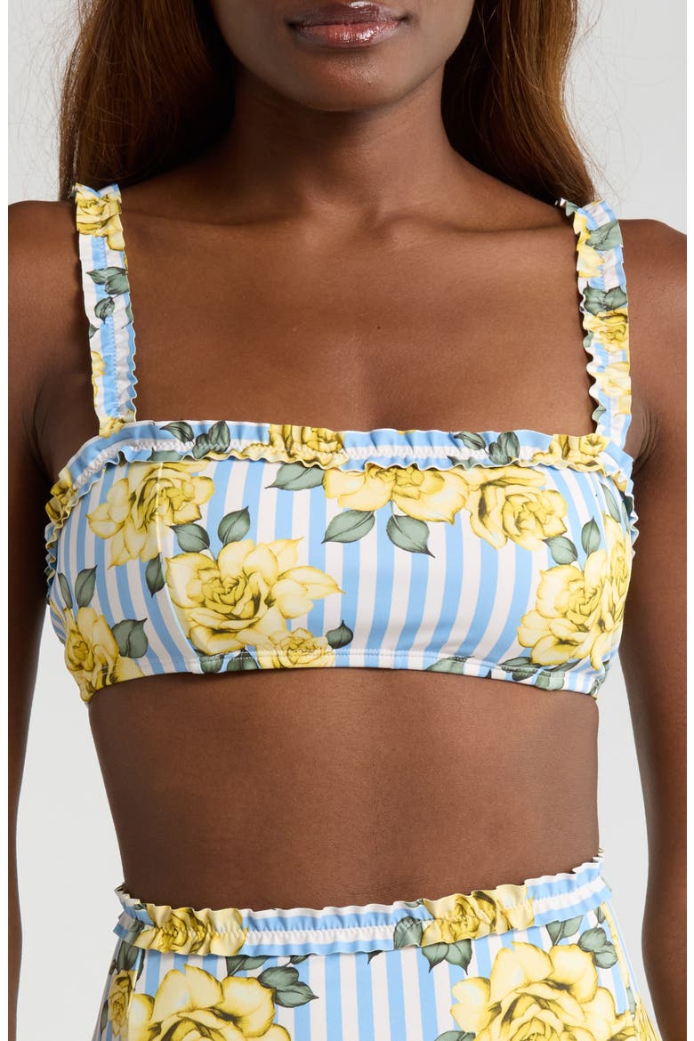 Ruffle Trim Bikini Top, Main, color, YELLOW ROSE
