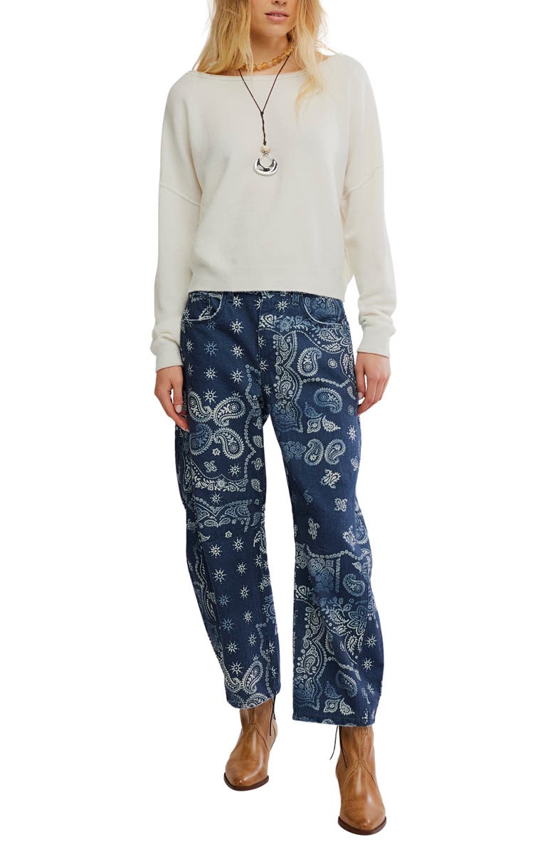 Free People See Me Bateau Neck Sweater, Alternate, color, White Combo