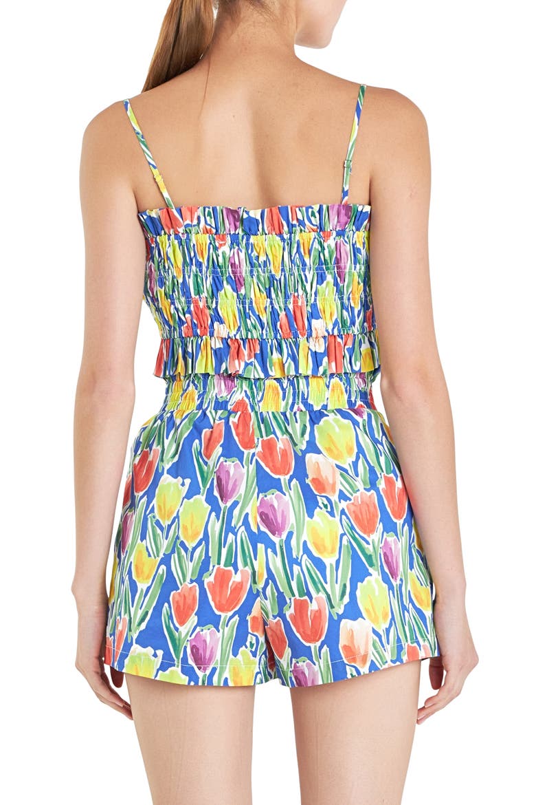 Tulip Print Ruffle Cotton Crop Top, Alternate, color, BLUE MULTI