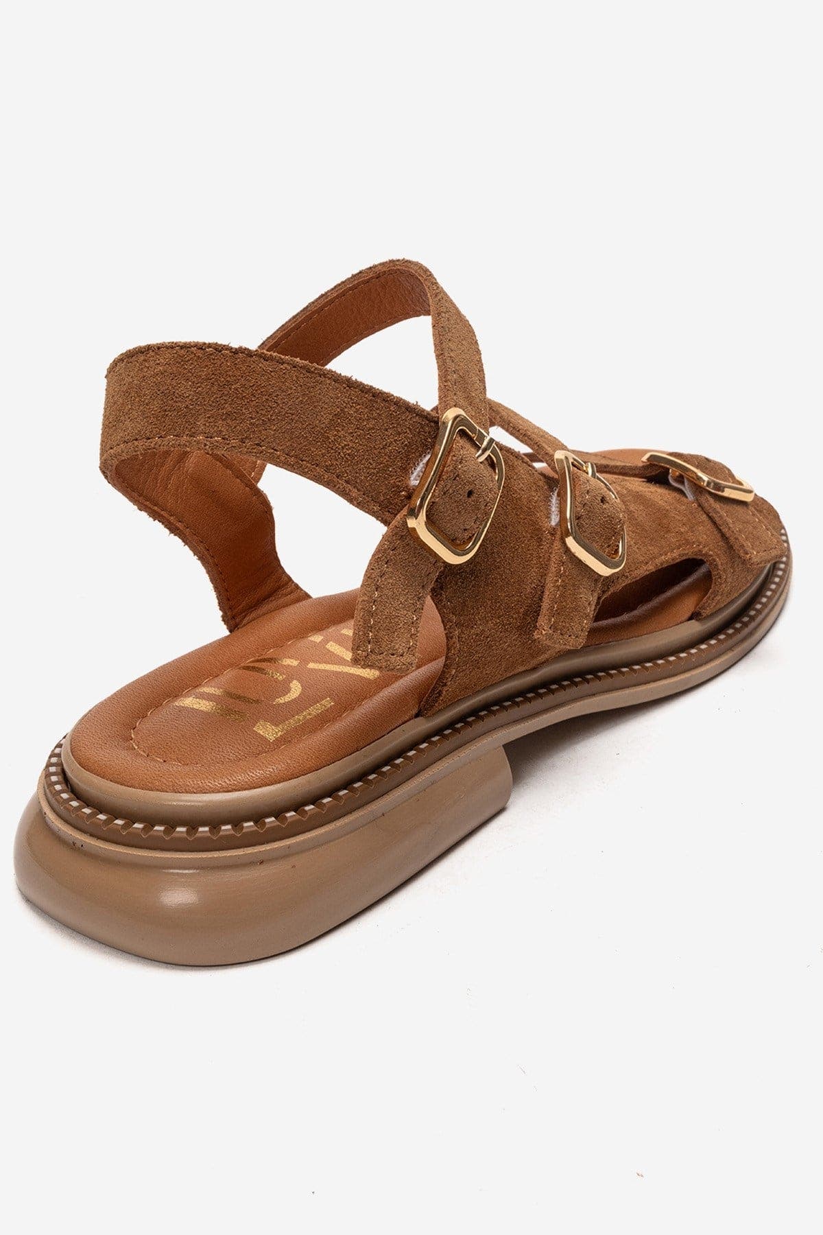 Morez Leather Sandal, Alternate, color, Cognac Suede