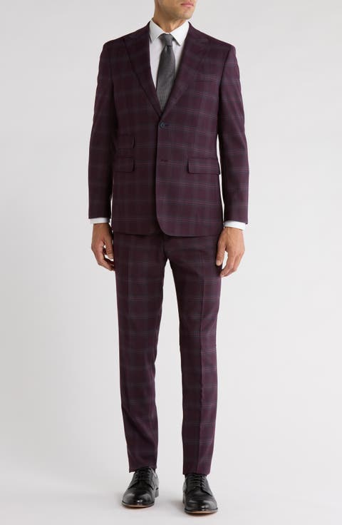 Trim Fit Plaid Two-Piece Suit