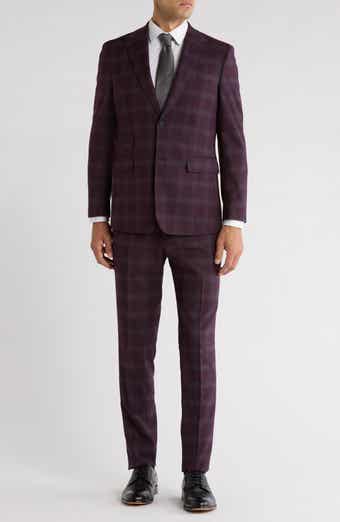 English Laundry Trim Fit Plaid Two-Piece Suit