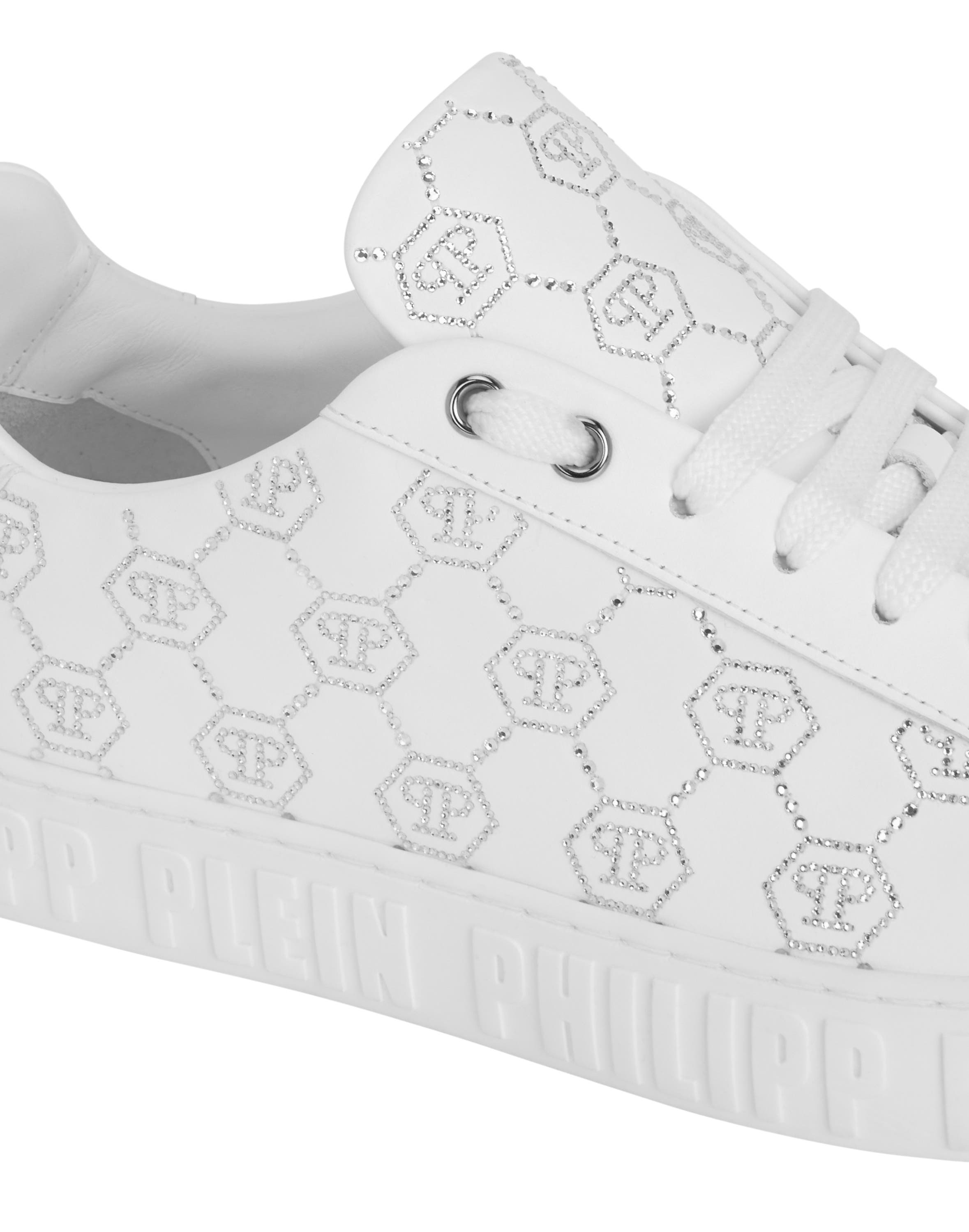 Low-Top Sneakers Carson Monogram Strass Unisex, Alternate, color, white