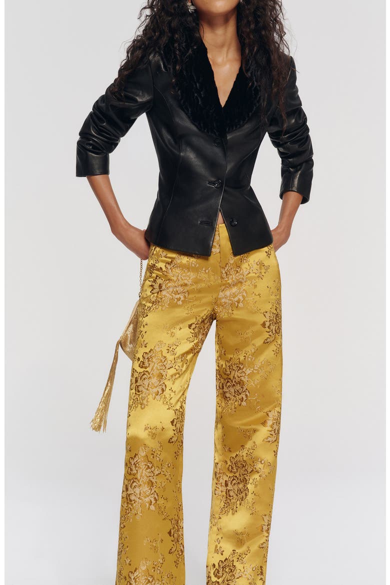 Vida Floral Brocade Satin Pants, Alternate, color, CHARTREUSE BROCADE