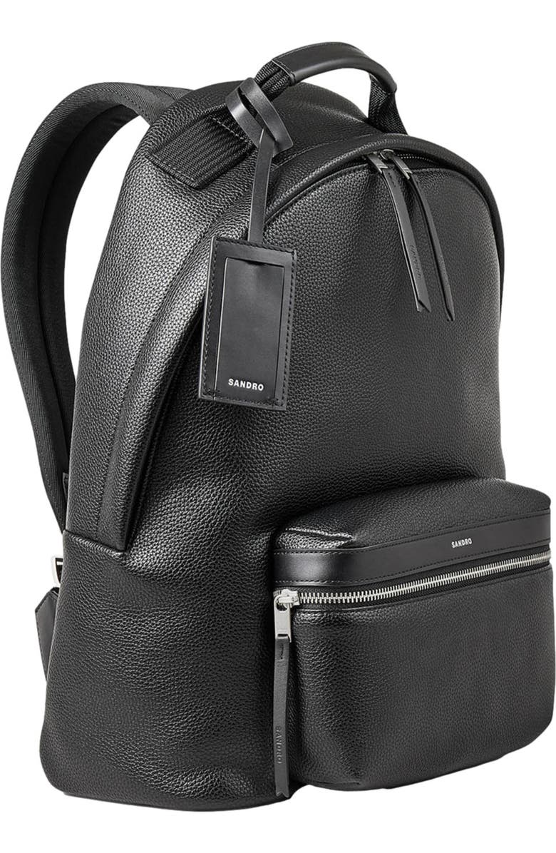 SANDRO Coated canvas backpack, Alternate, color, Black