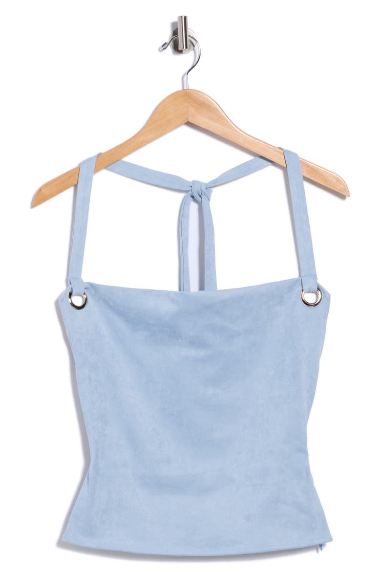 Yasenia Faux Suede Halter Top, Alternate, color, BLUE